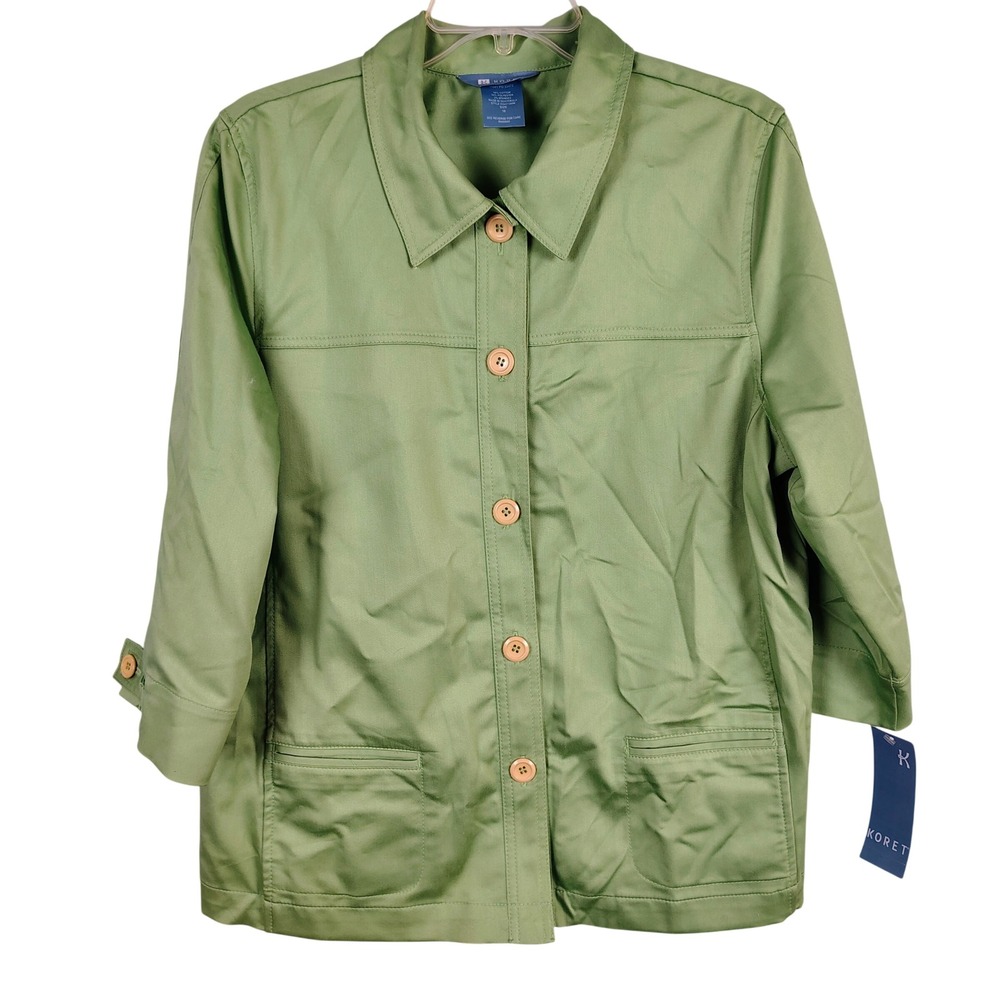 NWT Koret Womens SZ 16 Sunscape Jacket Apple Green Cotton Blend Utility Gorpcore